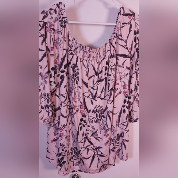 Maurices Pink Floral Tunic Top Size XXL Knit Casual Boho Blouse Flowy Boxy - Picture 2 of 10
